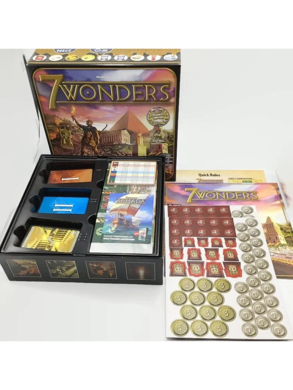 7 Wonders Board Game Antoine Bauza Repos Complete Open Box